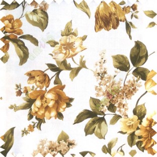 Green gold white yellow color beautiful rose flower big leaves with texture finished polyester base fabric main curtain