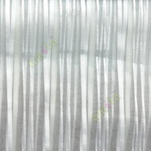 Pure white vertical pencil stripes shiny surface small dots texture finished sheer fabric