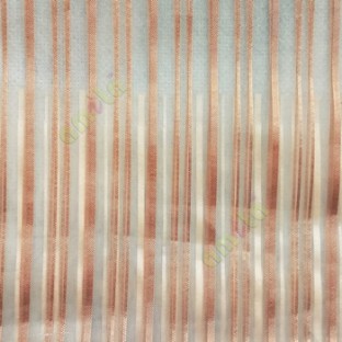 Brown vertical pencil stripes shiny surface small dots texture finished sheer fabric