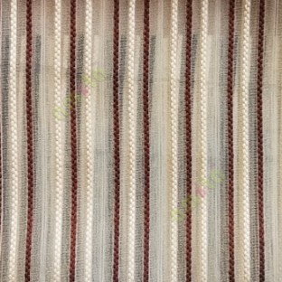Dark brown beige gold color vertical digital dots stripes with transparent net fabric horizontal thin lines sheer curtain