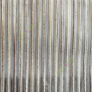 Dark brown gold white color vertical chenille stripes horizontal lines busy lines sheer fabric