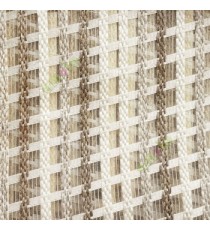 Brown cream finished vertical and horizontal stripes embroidery weaving pattern sheer curtain