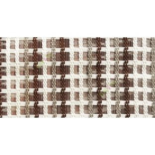 Dark brown cream finished vertical and horizontal stripes embroidery weaving pattern sheer curtain