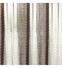 Dark chocolate brown beige color vertical embroidery soft finished stripes sheer curtain
