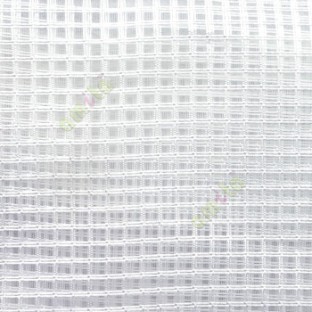 Pure white vertical and horizontal stripes checks pattern transparent net finished surface sheer curtain