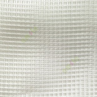 Cream vertical and horizontal stripes checks pattern transparent net finished surface sheer curtain