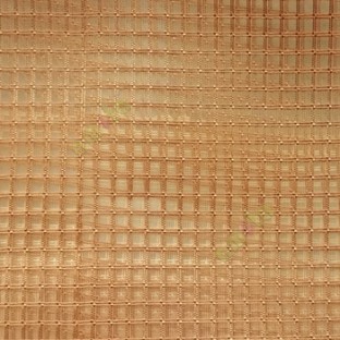 Copper brown vertical and horizontal stripes checks pattern transparent net finished surface sheer curtain