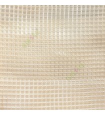 Beige vertical and horizontal stripes checks pattern transparent net finished surface sheer curtain