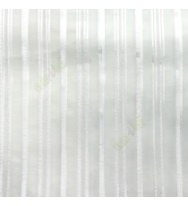 White color vertical stripes with transparent net fabric texture finished sheer curtain