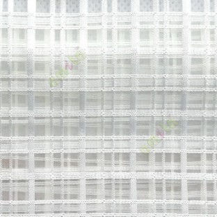 Pure white color vertical and horizontal stripes texture finished checks pattern transparent net background sheer curtain fabric