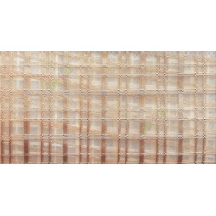 Dark brown color vertical and horizontal stripes texture finished checks pattern transparent net background sheer curtain fabric