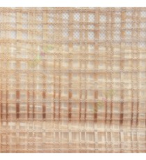 Dark brown color vertical and horizontal stripes texture finished checks pattern transparent net background sheer curtain fabric