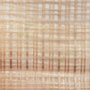 Dark brown color vertical and horizontal stripes texture finished checks pattern transparent net background sheer curtain fabric