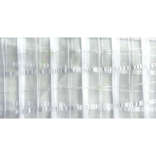 Pure white color vertical and horizontal stripes texture finished checks pattern sheer fabric