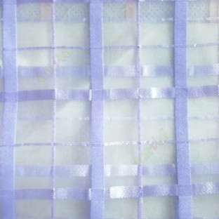 Purple color vertical and horizontal stripes texture finished checks pattern sheer fabric