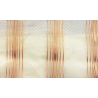 Brown color vertical stripes shiny surface light reflecting matrial transparent net background sheer curtain fabric