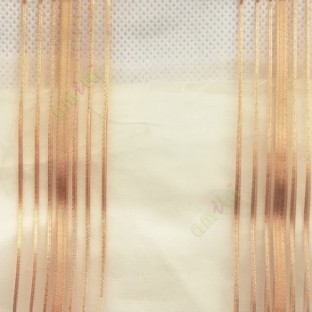 Brown color vertical stripes shiny surface light reflecting matrial transparent net background sheer curtain fabric