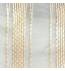 Light gold vertical digital stripes weaving pattern straight lines transparent net background sheer curtain fabric