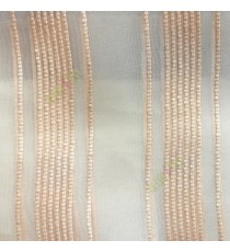 Cream vertical digital stripes weaving pattern straight lines transparent net background sheer curtain fabric
