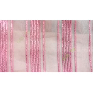 Pink vertical digital stripes weaving pattern straight lines transparent net background sheer curtain fabric