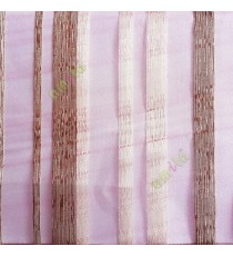 Pink cream brown color vertical bold stripes straight lines transparent net background sheer fabric