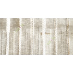 White beige color vertical stripes digital lines wide pattern transparent net finished background sheer curtain fabric