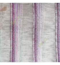 Purple white pink color vertical weaving stripes with transparent net finished surface texture lines sheer fabric
