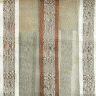 Dark brown cream color vertical bold stripes with texture transparent surface with stripe border lace design vertical lines sheer fabric
