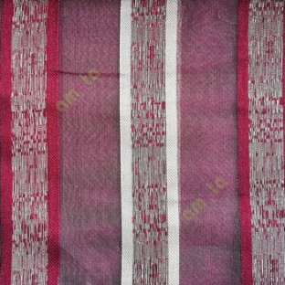 Maroon cream color vertical bold stripes with texture transparent surface with stripe border lace design vertical lines sheer fabric