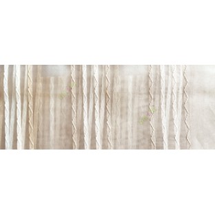 Gold cream white color vertical zigzag weaving stripes with transparent net finished surface texture sheer fabric