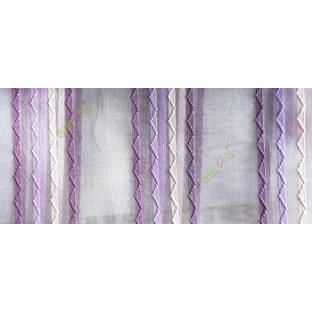Purple pink color vertical zigzag weaving stripes with transparent net finished surface texture sheer fabric