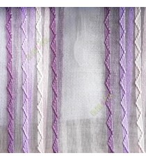Purple pink color vertical zigzag weaving stripes with transparent net finished surface texture sheer fabric