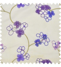 Dark and light purple cream color beautiful summer Japanese flower with embroidery designs transparent base fabric poly main curtain