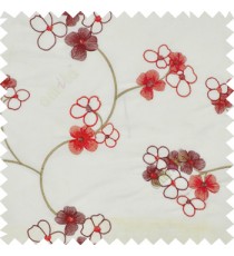 Red white color beautiful summer Japanese flower with embroidery designs transparent base fabric poly main curtain