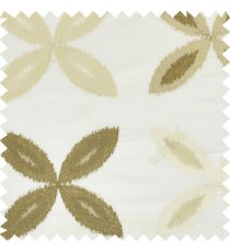 Brown cream color big ikat flower traditional embroidery pattern with polyester background fabric on cream base main curtain