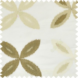 Brown cream color big ikat flower traditional embroidery pattern with polyester background fabric on cream base main curtain