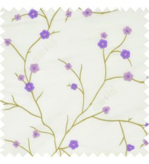 Light and dark purple color flowers embroidery patterns Japanese blossom with polyester background main curtain