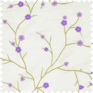 Light and dark purple color flowers embroidery patterns Japanese blossom with polyester background main curtain