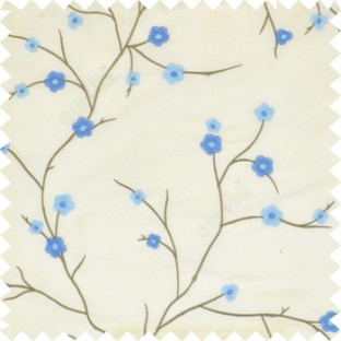 Aqua blue grey color flowers embroidery patterns Japanese blossom with polyester background main curtain