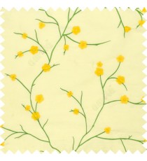 Bright yellow green color flowers embroidery patterns Japanese blossom with polyester background main curtain