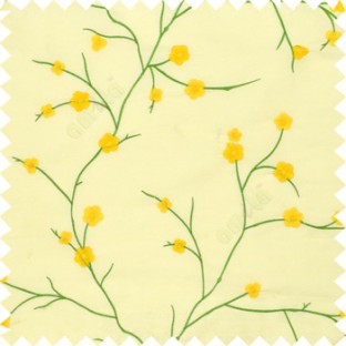 Bright yellow green color flowers embroidery patterns Japanese blossom with polyester background main curtain