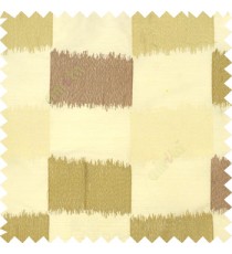 Brown beige rectangles complete embroidery patterns with horizontal thick fabric on cream base main curtain