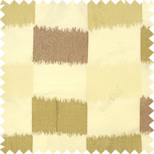 Brown beige rectangles complete embroidery patterns with horizontal thick fabric on cream base main curtain