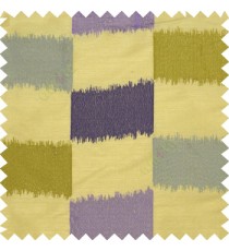 Dark and light purple grey color combination rectangles complete embroidery patterns with horizontal thick fabric on cream base main curtain