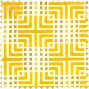 Yellow purple cream union jack with small squares embroidery patterns with polyester background fabric sheer curtain