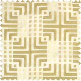 Beige cream union jack with small squares embroidery patterns with polyester background fabric sheer curtain
