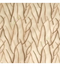 Abstract brown beige color design twig bend stick embroidery vertical trendy lines polyester sheer curtain