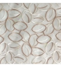 Traditional beige cream color oval shaped embroidery patterns flower buds polyester sheer curtain