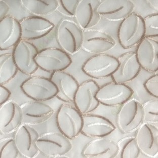 Traditional beige cream color oval shaped embroidery patterns flower buds polyester sheer curtain