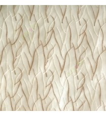 Abstract beige cream color design twig bend stick embroidery vertical trendy lines polyester sheer curtain